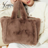 Xajzpa - Luxury Large Tote Women’s Bag Fashion Fuax Fur Lady Shoulder Handbag Soft Plush Warm