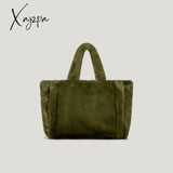 Xajzpa - Luxury Large Tote Women’s Bag Fashion Fuax Fur Lady Shoulder Handbag Soft Plush Warm