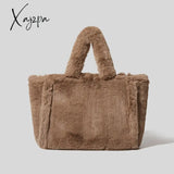 Xajzpa - Luxury Large Tote Women’s Bag Fashion Fuax Fur Lady Shoulder Handbag Soft Plush Warm