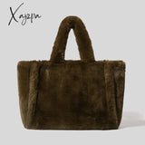 Xajzpa - Luxury Large Tote Women’s Bag Fashion Fuax Fur Lady Shoulder Handbag Soft Plush Warm