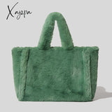 Xajzpa - Luxury Large Tote Women’s Bag Fashion Fuax Fur Lady Shoulder Handbag Soft Plush Warm