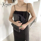 Xajzpa - Luxury Long Tassel Clucth Bags For Women Designer Leather Woven Lady Handbags High Quality