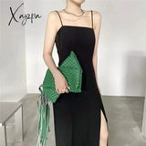 Xajzpa - Luxury Long Tassel Clucth Bags For Women Designer Leather Woven Lady Handbags High Quality