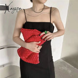 Xajzpa - Luxury Long Tassel Clucth Bags For Women Designer Leather Woven Lady Handbags High Quality