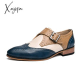 Xajzpa - Luxury Men’s Brogue Shoes Men Casual Formal Business Leather Color Matching Wedding