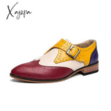 Xajzpa - Luxury Men’s Brogue Shoes Men Casual Formal Business Leather Color Matching Wedding