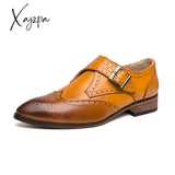 Xajzpa - Luxury Men’s Brogue Shoes Men Casual Formal Business Leather Color Matching Wedding