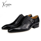 Xajzpa - Luxury Mens Business Genuine Leather Shoes Fashion Wedding Oxfords Lace-Up Pointed Toe