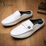 Xajzpa - Luxury Men’s Slippers Pu Leather Loafers Men Moccasins Casual Non-Slip Man Shoes Summer