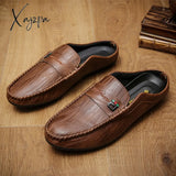 Xajzpa - Luxury Men’s Slippers Pu Leather Loafers Men Moccasins Casual Non-Slip Man Shoes Summer