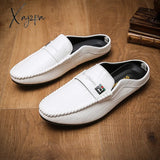 Xajzpa - Luxury Men’s Slippers Pu Leather Loafers Men Moccasins Casual Non-Slip Man Shoes Summer