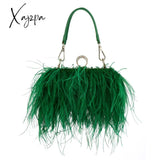 Xajzpa - Luxury Ostrich Feather Evening Bags For Women Chain Shoulder Crossbody Bag Tassel Party