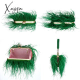 Xajzpa - Luxury Ostrich Feather Evening Bags For Women Chain Shoulder Crossbody Bag Tassel Party