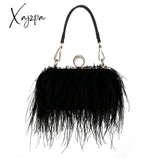 Xajzpa - Luxury Ostrich Feather Evening Bags For Women Chain Shoulder Crossbody Bag Tassel Party