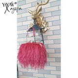 Xajzpa - Luxury Ostrich Feather Evening Bags For Women Chain Shoulder Crossbody Bag Tassel Party