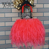 Xajzpa - Luxury Ostrich Feather Evening Bags For Women Chain Shoulder Crossbody Bag Tassel Party