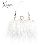 Xajzpa - Luxury Ostrich Feather Evening Bags For Women Chain Shoulder Crossbody Bag Tassel Party