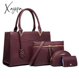 Xajzpa Luxury Women Bags Set Pu Leather Solid Color Classic Ladies Handbag Shoulder Bag Purses And