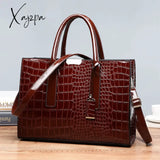 Xajzpa - Luxury Womens Bags Designer Crocodile Pattern Shoulder Bag Pu Leather Brand Woman