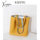 Xajzpa - Luxury Women’s High-End Leather Handbag Shoulder Bag Large A4 University School Work