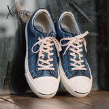 Xajzpa - Maden Canvas Casual Shoes Men Summer New Low Top Washed Denim Breathable Light Walking