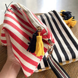 Xajzpa - Makeup Bag Women Cosmetic Case Striped Female Necessary Storage Make Up Cases Toiletry