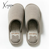 Xajzpa - Male Autumn And Winter Slipper Stripe Print Household Cotton Shoes Men Home Indoor Soft