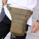 Xajzpa - Male Hip Thigh Fanny Pack Military Camouflage Motorcycle Rider Multi-Pockets Shoulder Bags