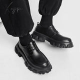 Xajzpa - Male Leather Shoes Men 2024 New Chunky Platform Retro Work Spring Autumn Derby Highstreet