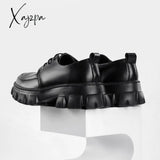 Xajzpa - Male Leather Shoes Men 2024 New Chunky Platform Retro Work Spring Autumn Derby Highstreet