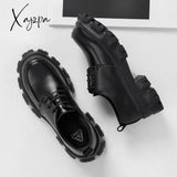 Xajzpa - Male Leather Shoes Men 2024 New Chunky Platform Retro Work Spring Autumn Derby Highstreet