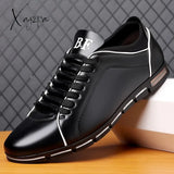 Xajzpa - Man Leather Shoes Spring Male Sneakers Casual Solid Shoe Business Sport Flat Round Toe