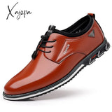 Xajzpa - Man Leather Shoes Spring Male Sneakers Casual Solid Shoe Business Sport Flat Round Toe