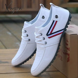 Xajzpa - Man Leather Shoes Spring Male Sneakers Casual Solid Shoe Business Sport Flat Round Toe