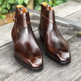 Xajzpa - Men Ankle Boots Brown Black Handmade Pu Leather Buckle Strap Shoes For With Free Shipping