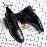 Xajzpa - Men Ankle Boots Brown Black Handmade Pu Leather Buckle Strap Shoes For With Free Shipping