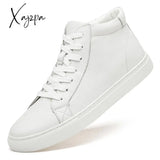 Xajzpa - Men Boots Genuine Leather Warm Fur&Plush Snow Outdoor Ankle Winter Shoes No Fur White / 6.5