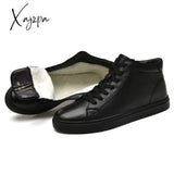 Xajzpa - Men Boots Genuine Leather Warm Fur&Plush Snow Outdoor Ankle Winter Shoes With Fur1 / 6.5