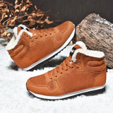 Xajzpa - Men Boots Waterproof Winter Lightweight Hight Top Leather Shoes Plus 48 No Slip Warm Snow