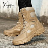 Xajzpa - Men Boots Winter Combat Tactical Ankle Work Safety Shoes Special Force Army Male