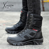 Xajzpa - Men Boots Winter Combat Tactical Ankle Work Safety Shoes Special Force Army Male