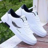 Xajzpa - Men Casual Shoes Lightweight Breathable White Flat Lace-Up Skateboarding Sneakers Business