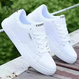 Xajzpa - Men Casual Shoes Lightweight Breathable White Flat Lace-Up Skateboarding Sneakers Business