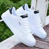 Xajzpa - Men Casual Shoes Lightweight Breathable White Flat Lace-Up Skateboarding Sneakers Business