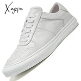 Xajzpa - Men Casual Shoes Luxury Brand Fashion Black White Sneakers 100% Cow Leather Breathable