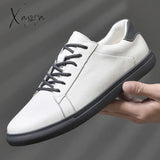 Xajzpa - Men Casual Shoes Luxury Brand Fashion Black White Sneakers 100% Cow Leather Breathable