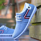 Xajzpa - Men Casual Shoes Mens Canvas Shoes For Fashion Flats Brand Zapatos De Hombre 886 Blue / 6.5