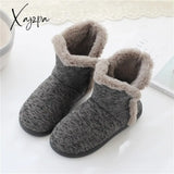 Xajzpa - Men Casual Winter Home Slippers Mens Warm Cotton Faux Fur Indoor Flat Shoes Male