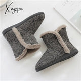 Xajzpa - Men Casual Winter Home Slippers Mens Warm Cotton Faux Fur Indoor Flat Shoes Male