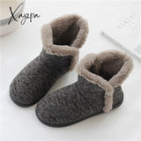 Xajzpa - Men Casual Winter Home Slippers Mens Warm Cotton Faux Fur Indoor Flat Shoes Male